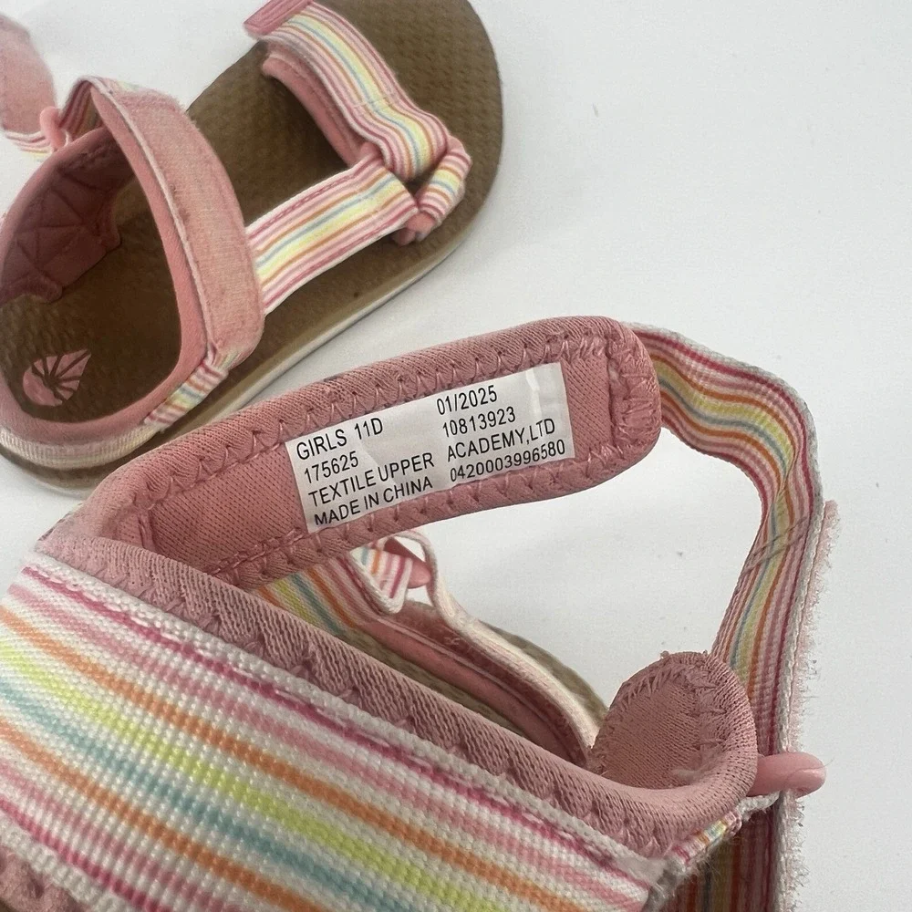 Academy Girls Sport Sandals Size 11D Pink Rainbow Strap Outdoor‎ Summer